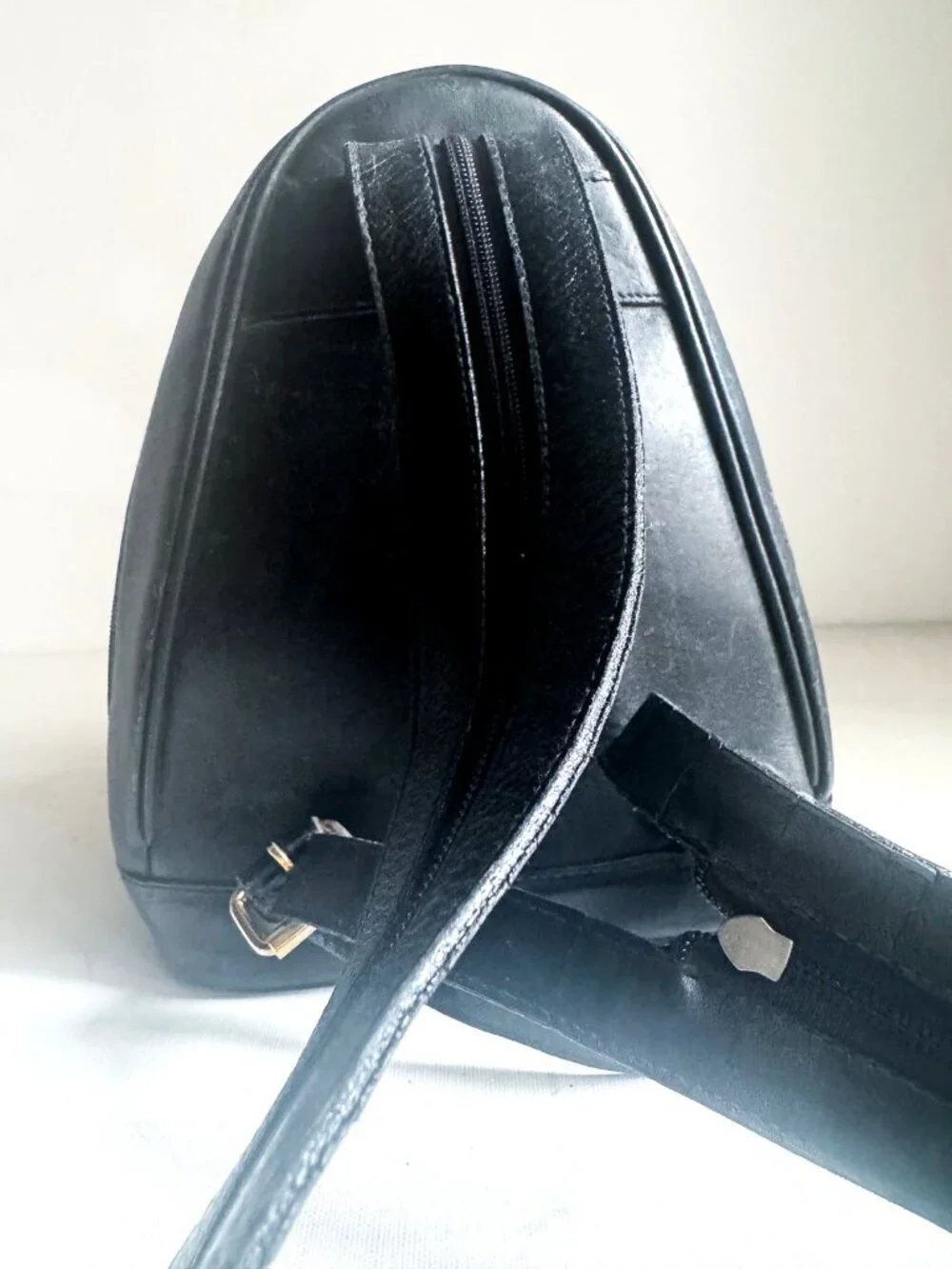 Vintage Joop Black Leather Small Convertible Backpack